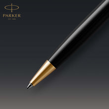 Parker Sonnet Ballpoint Pen | Black Lacquer with Gold Trim | Medium Point Black Ink | Gift Box