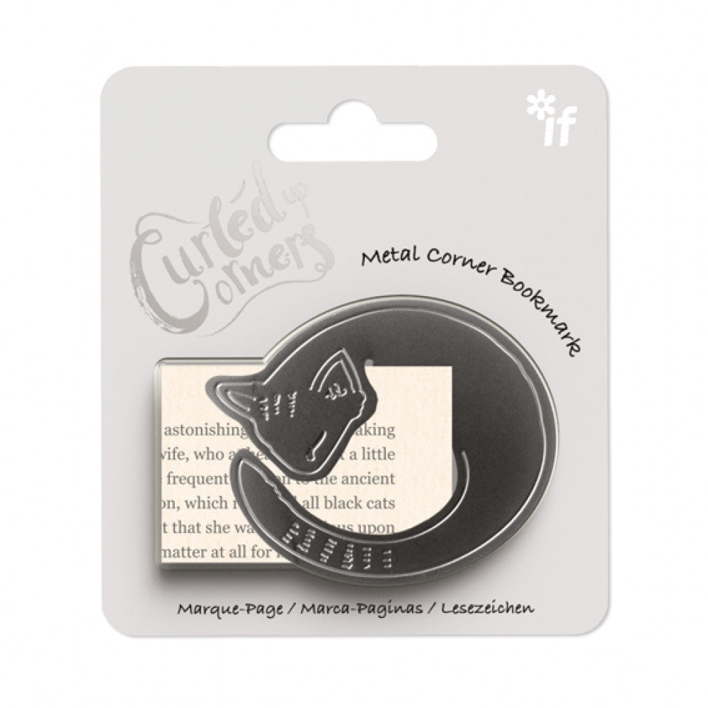Curled Up Corners Metal Corner Bookmark - Cosy Cat