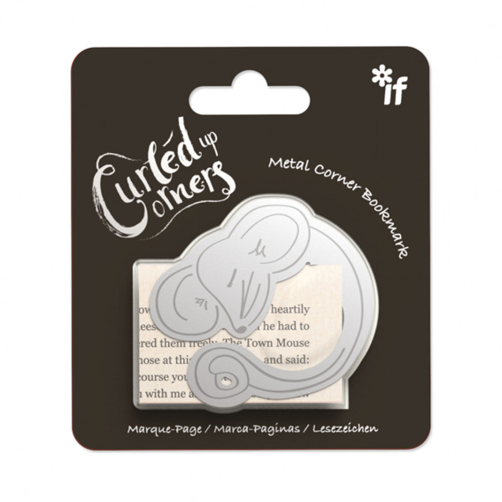 Curled Up Corners Metal Corner Bookmark - Quiet Mouse