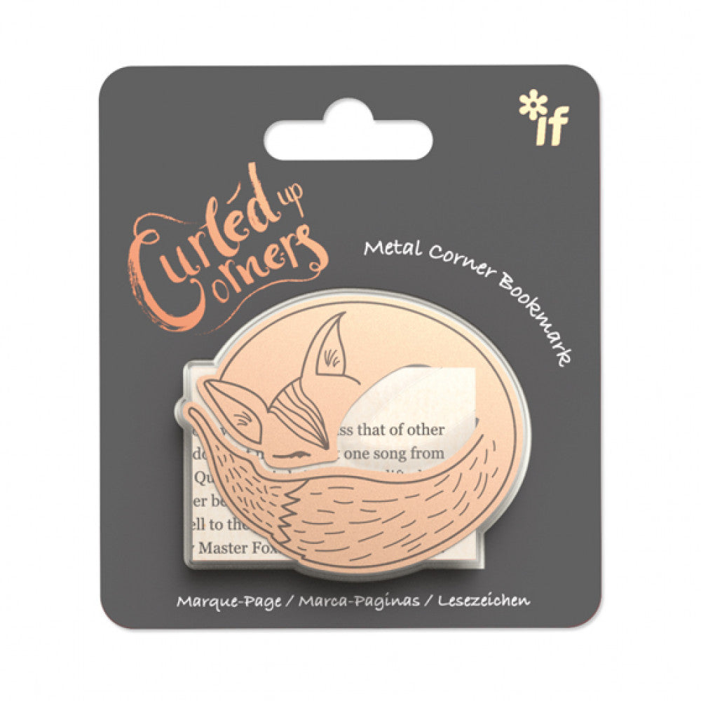 Curled Up Corners Metal Corner Bookmark - Furled Fox