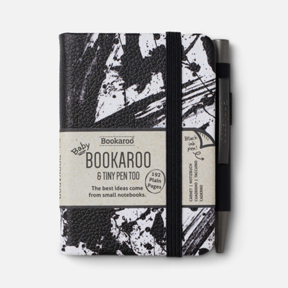 Bookaroo - A7 Baby Notebook & Pen - Black & White - Splatter