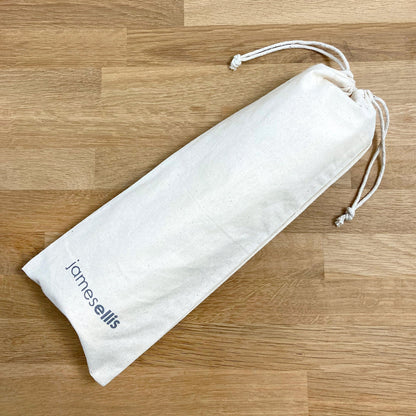 James Ellis height chart packed in an organic cotton drawstring bag