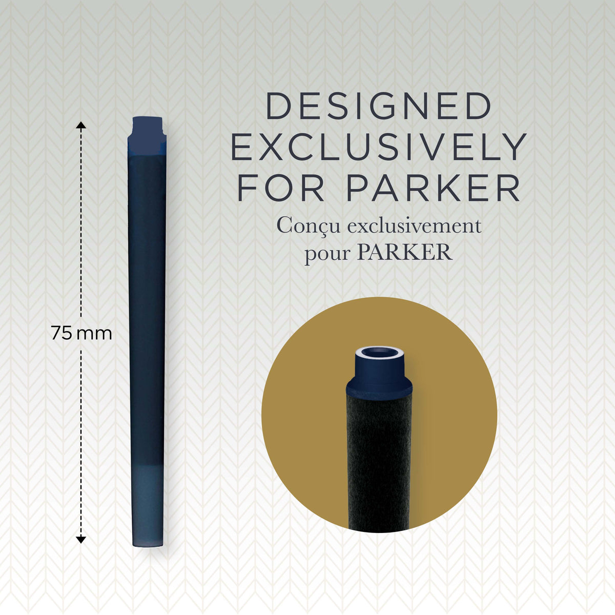 Parker QUINK Long Fountain Pen Ink Cartridges | Blue-Black | Pack of 5 (Blister Pack)
