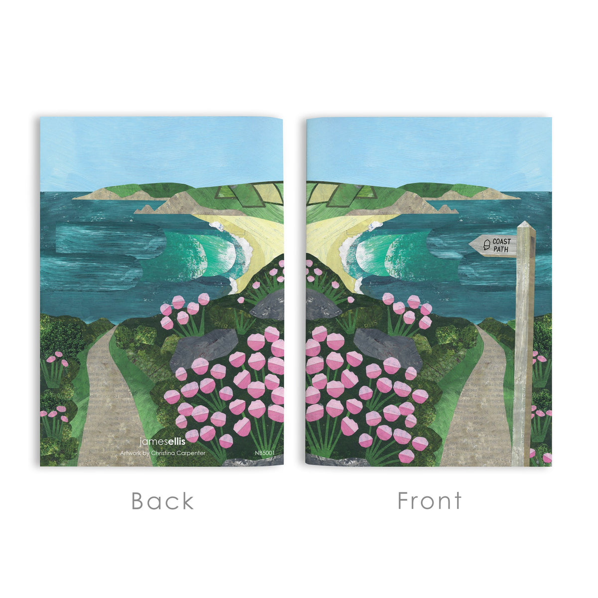 Coast Path Signpost & Sea Pinks A6 Lined Notebook – view 3