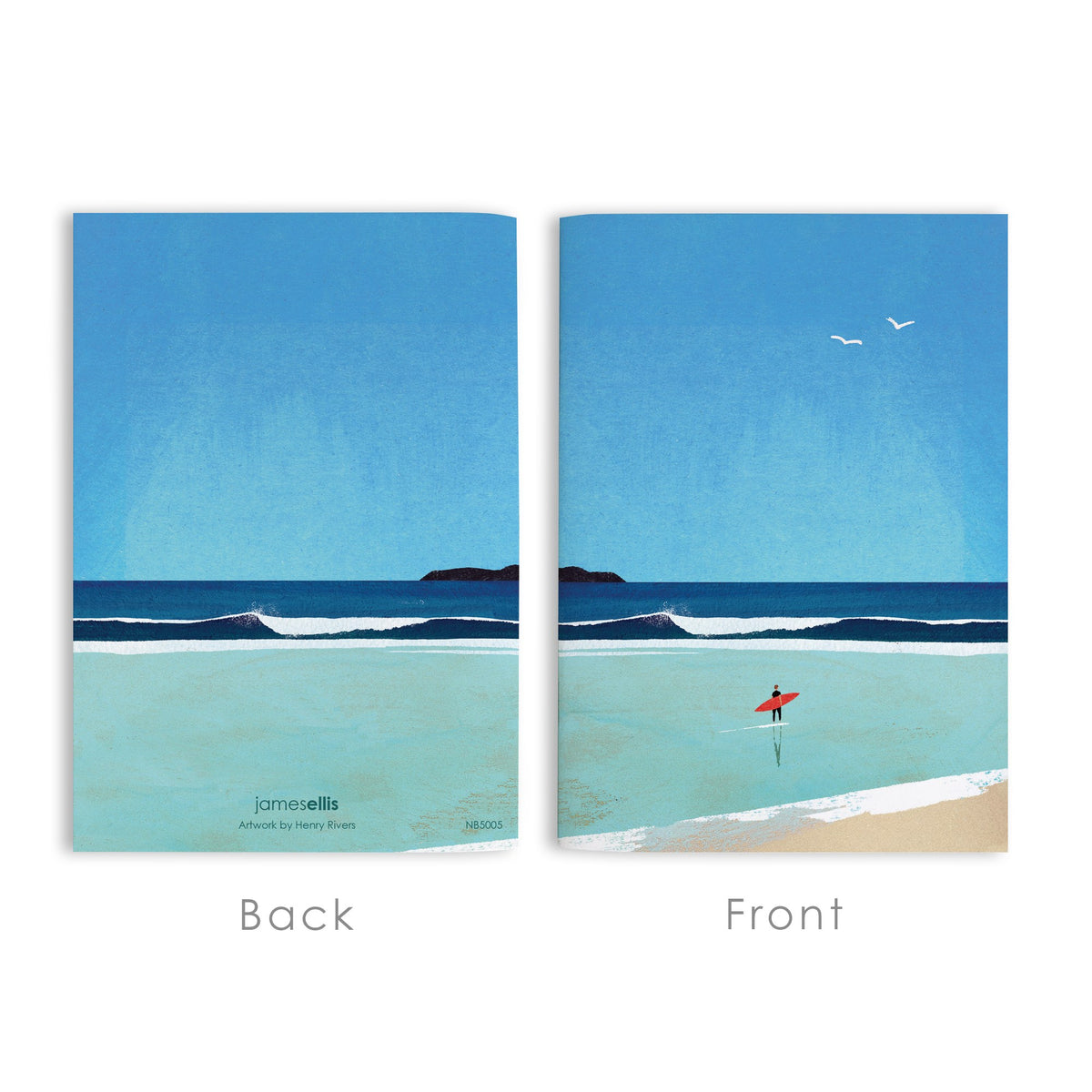 Morning Surf Red Surfboard A6 Lined Notebook – view 3