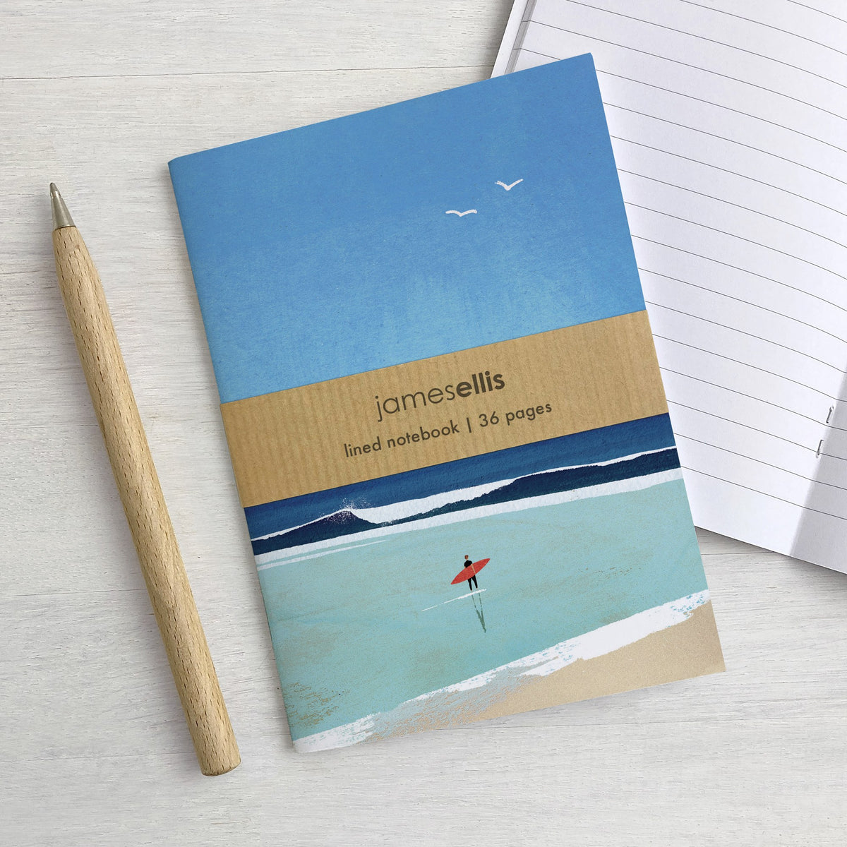 Morning Surf Red Surfboard A6 Lined Notebook – view 4