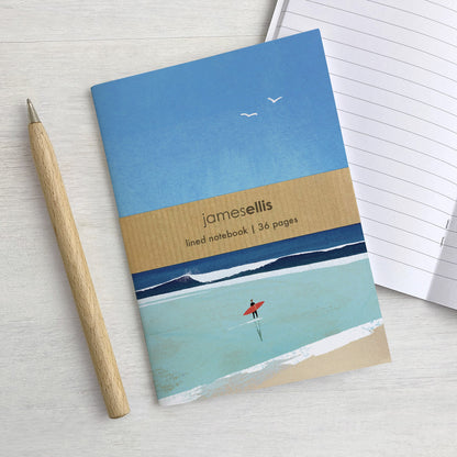 Morning Surf Red Surfboard A6 Lined Notebook – view 4