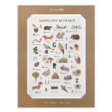 Woodland Alphabet Animals art print: woodland alphabet with badger, fox, owl and other woodland creatures