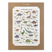 Dinosaur A-Z Alphabet art print: dinosaur alphabet with named dinosaurs from A to Z