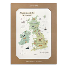 British Isles & Ireland Map art print: illustrated children’s map of the British Isles and Ireland with animals