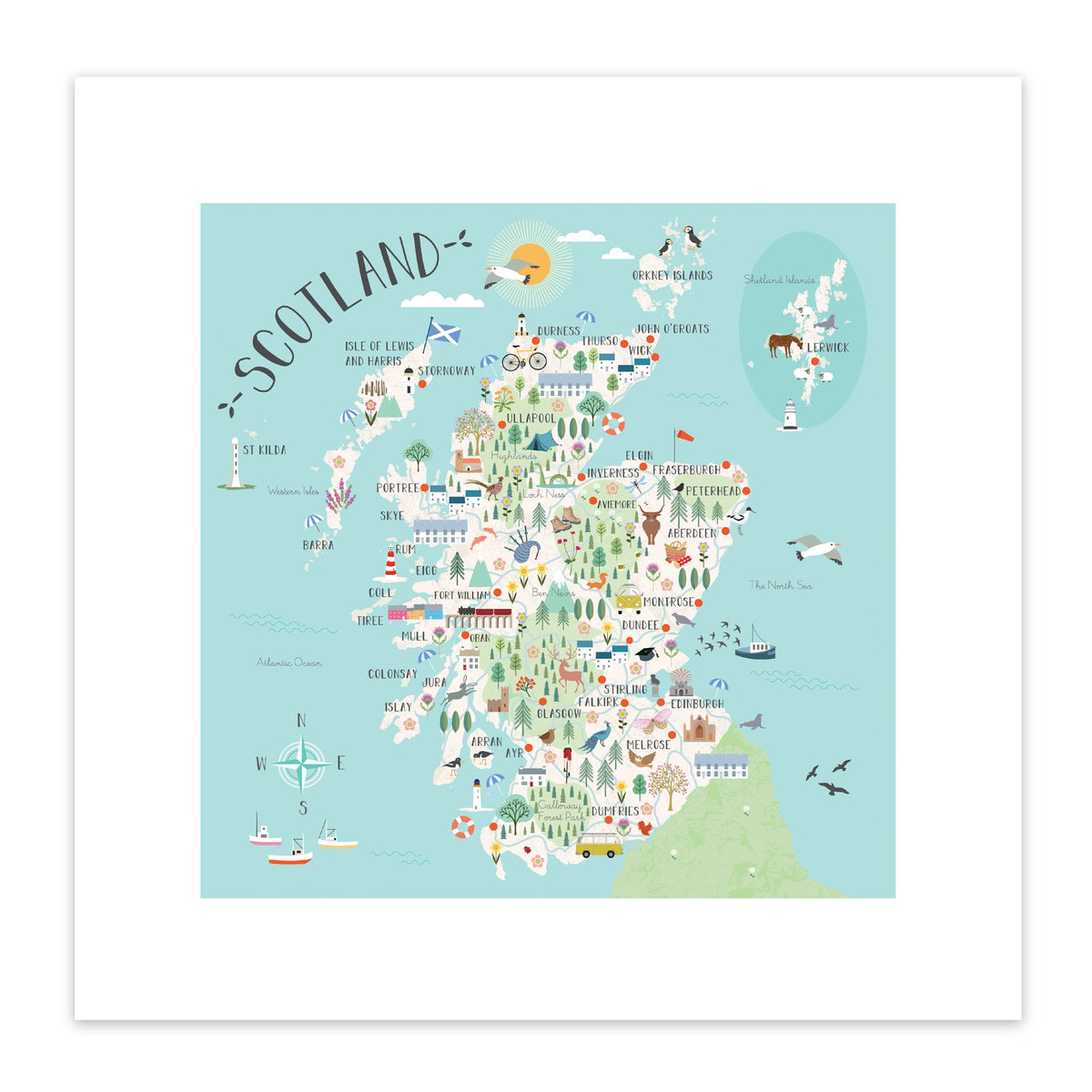 Map of Scotland Art Print – 30 x 30 cm – view 2