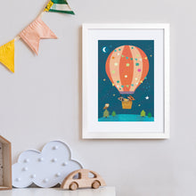 Framed Night Balloon Ride Animals Print – 30 x 40 cm White Frame – view 2