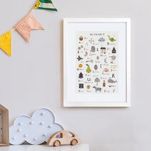 Framed Illustrated Alphabet Art Print – 30 x 40 cm White Wood Frame – view 2