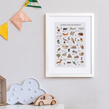 Framed Woodland Alphabet Animals Print – 30 x 40 cm White Frame – view 2