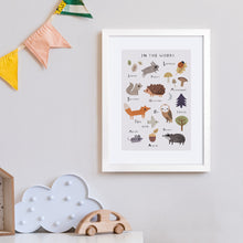 Framed In the Woods Animals Art Print – 30 x 40 cm White Wood Frame – view 2