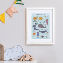 Framed Under the Sea Creatures Art Print – 30 x 40 cm White Wood Frame – view 2