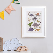 Framed Dinosaurs Children’s Art Print – 30 x 40 cm White Wood Frame – view 2
