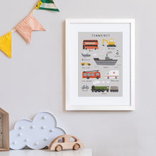 Framed Transport Vehicles Children’s Print – 30 x 40 cm White Frame – view 2