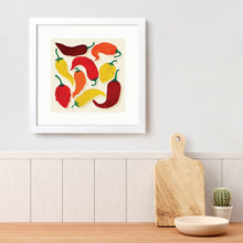 Framed Chillies Art Print – 30 x 30 cm White Wood Frame – view 2