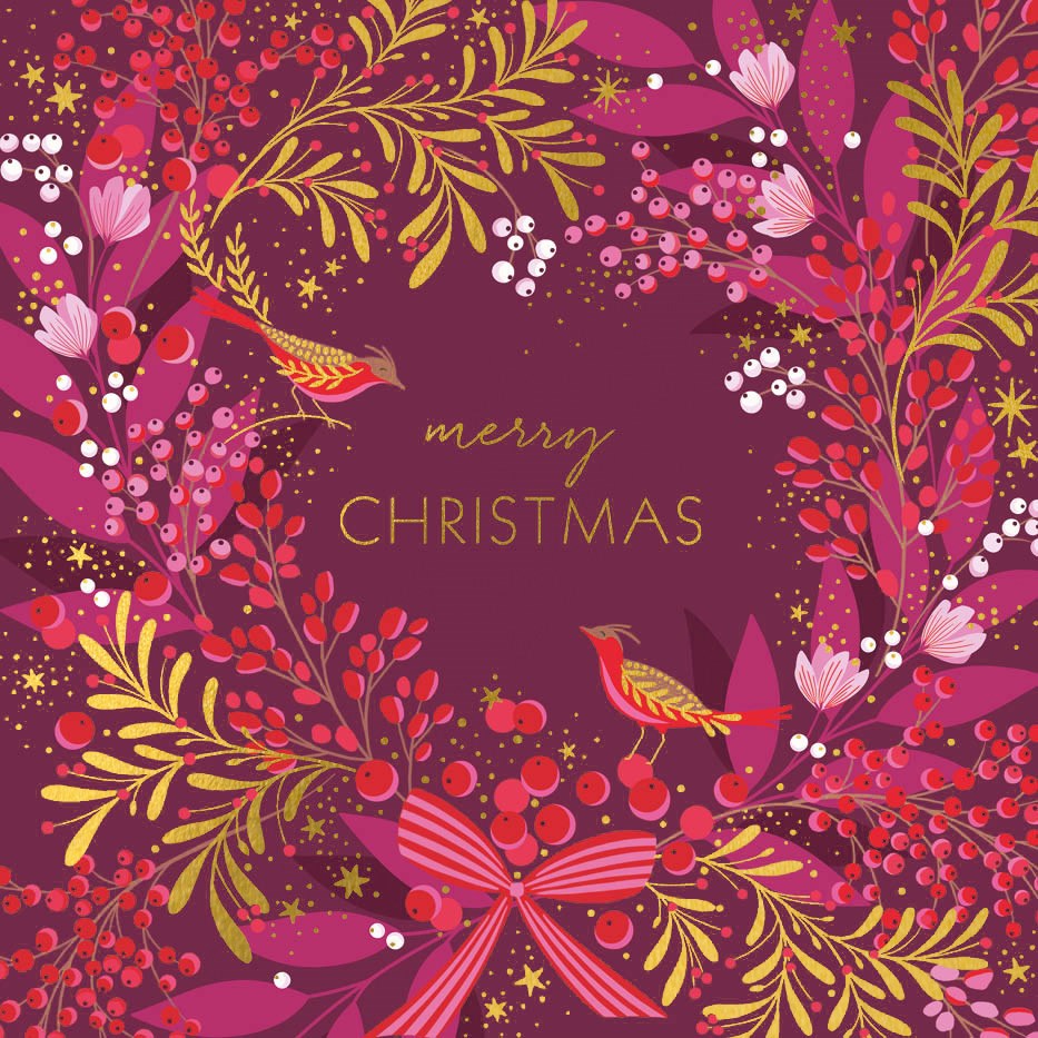Botanical Birds Sara Miller Luxury Christmas Card Box (8 Cards)