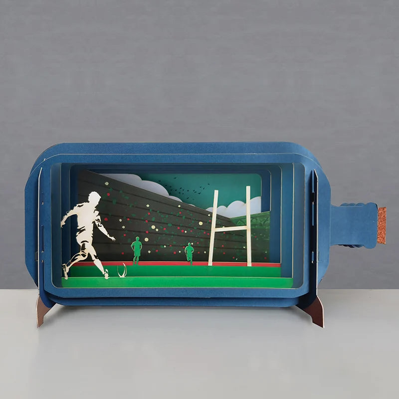 Message In A Bottle Pop Up Greeting Card 3D Rugby