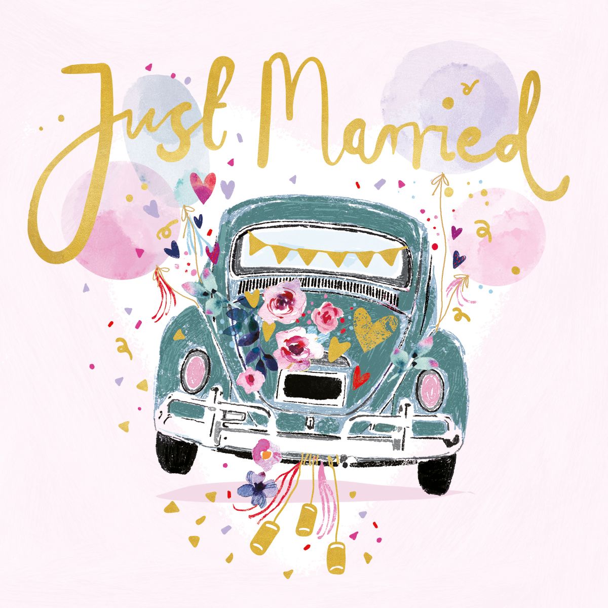 Ag Jatkowska Just Married Wedding Card