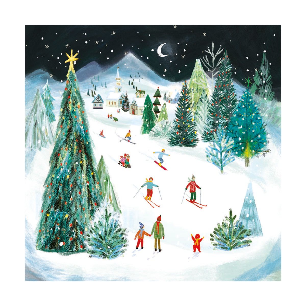 Ag Jatkowska Night Skiing Christmas Card Pack