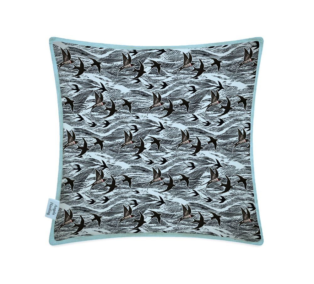 Angela Harding Swallow and Sea Organic Cotton Cushion