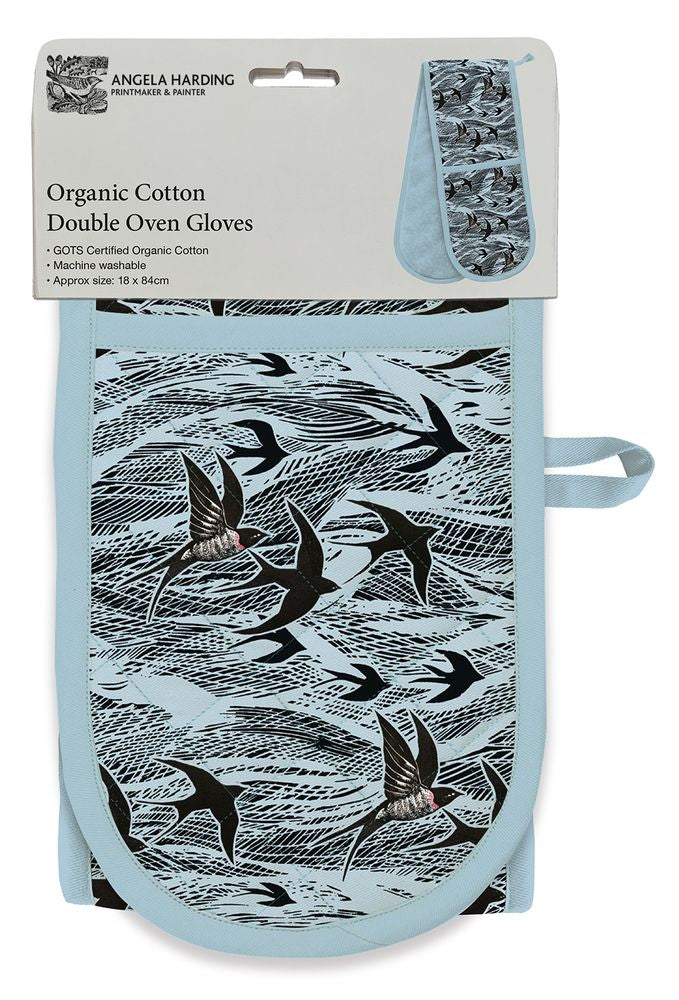 Angela Harding Swallow and Sea Organic Cotton Double Oven Glove