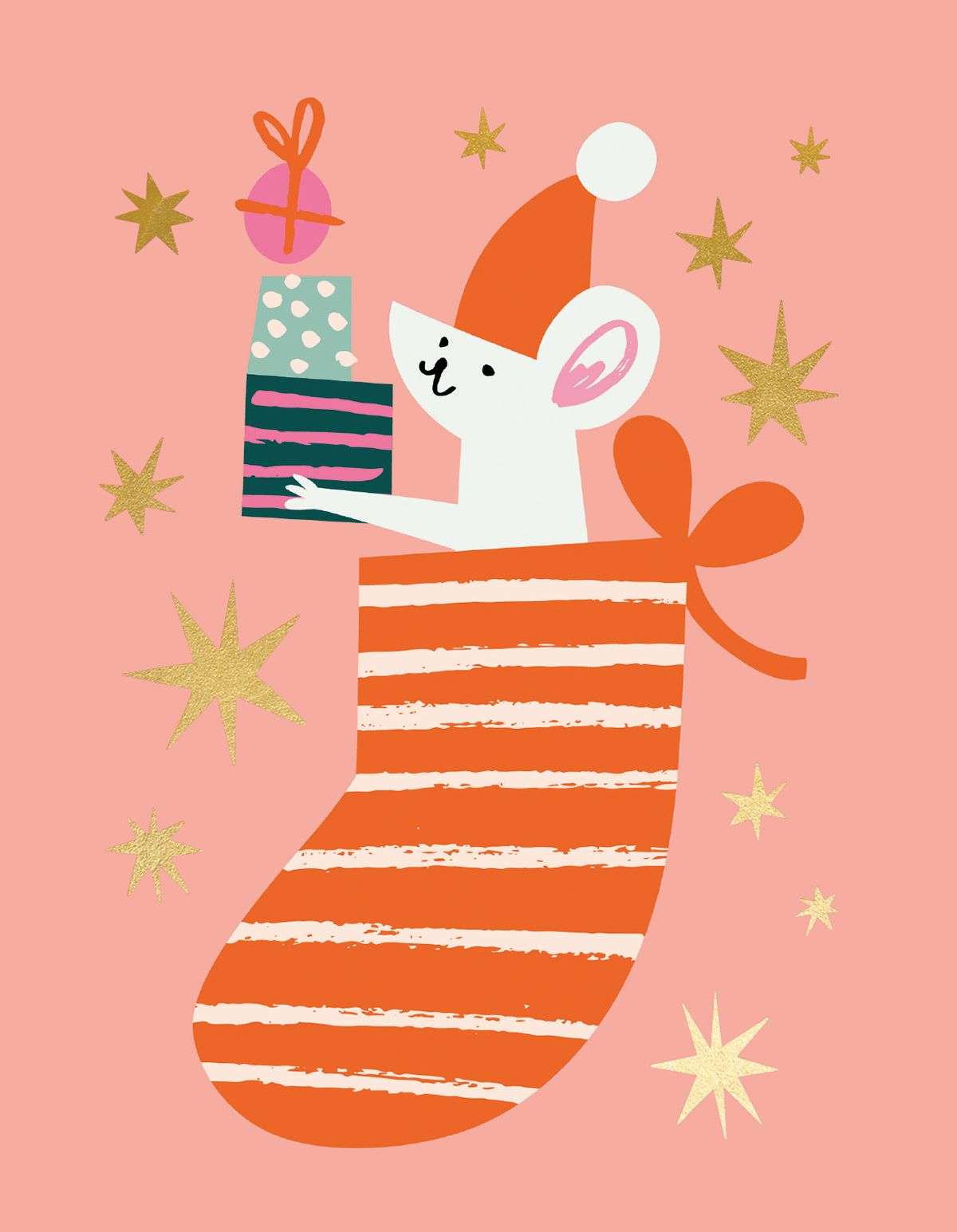 Ashley Le Quere Stocking Mouse Christmas Card Pack