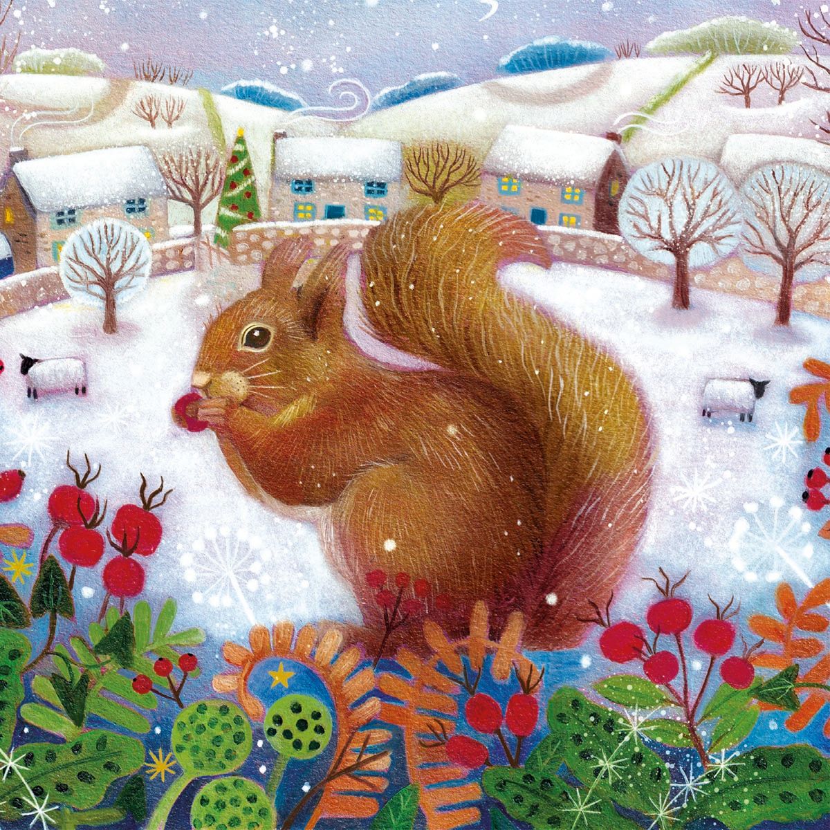 Bex Parkin Winter Village with Squirrel Christmas Card Pack