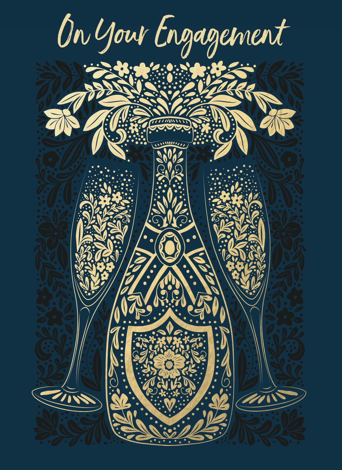 Claire Wilson Champagne Flutes Engagement Card