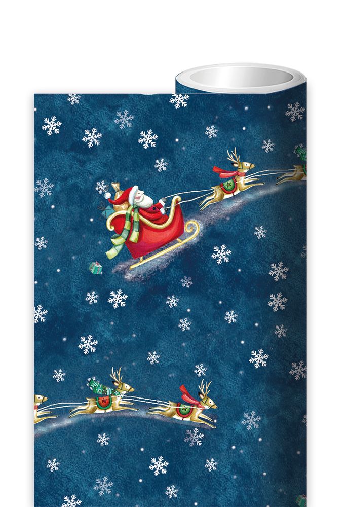 Deva Evans Santa over the Rooftops Christmas Gift Wrap