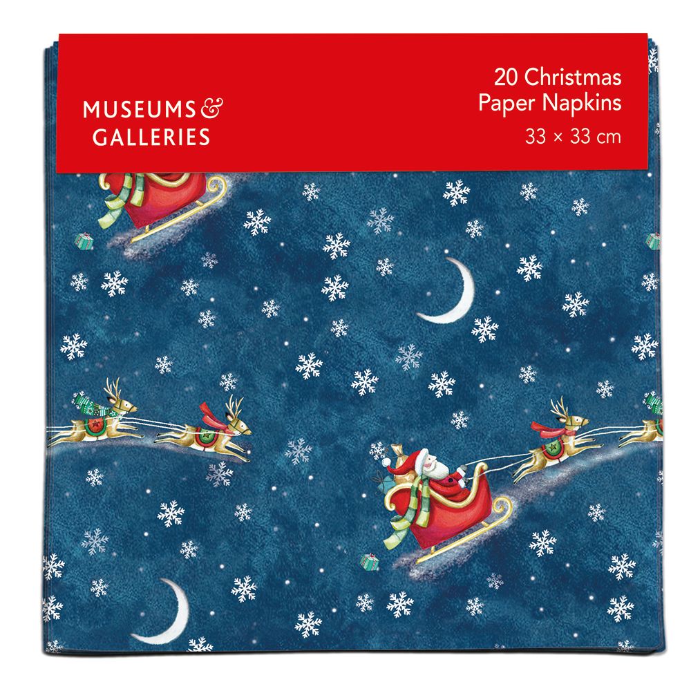 Deva Evans Santa over the Rooftops Christmas Paper Napkins