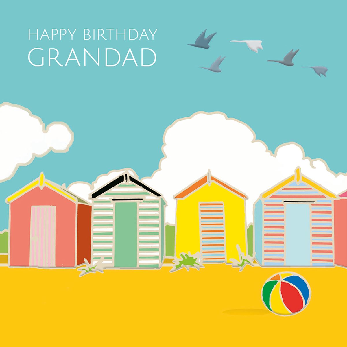 Emily Burningham Beach Huts Grandad Birthday Card
