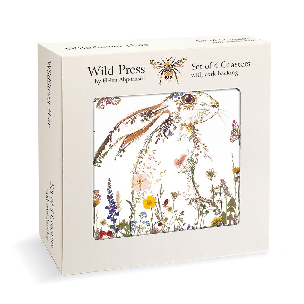 Helen Ahpornsiri Wildflower Hare Cork-Backed Coasters