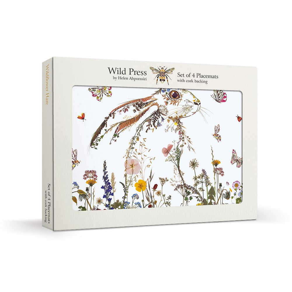 Helen Ahpornsiri Wildflower Hare Cork-Backed Placemats