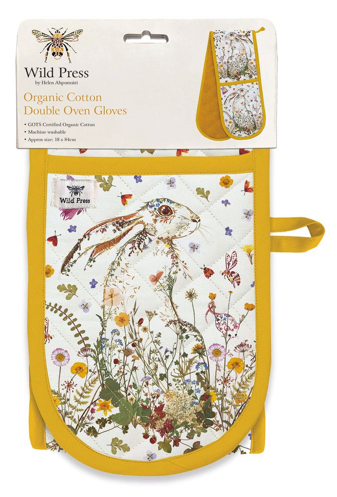 Helen Ahpornsiri Wildflower Hare Organic Cotton Double Oven Glove