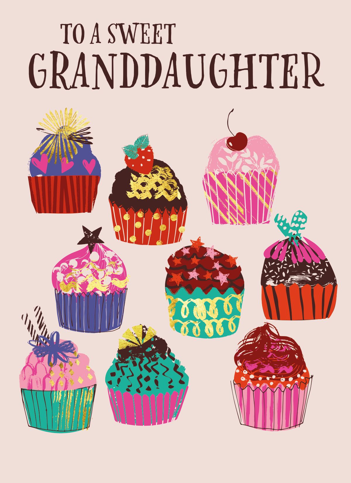 Helen Black Birthday Cupcakes Granddaughter Card