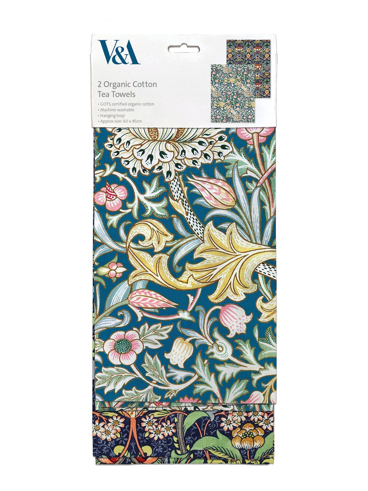 J.H. Dearle & Sidney Mawson Arts and Crafts Florals Organic Cotton Tea Towel