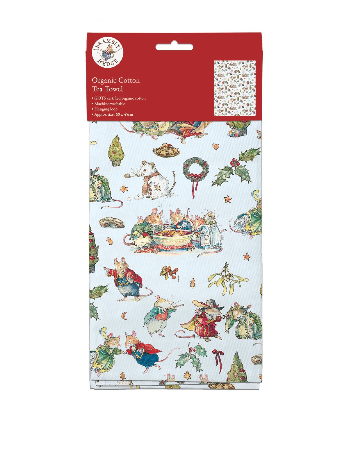 Jill Barklem The Winter Ball Brambly Hedge Christmas Tea Towel