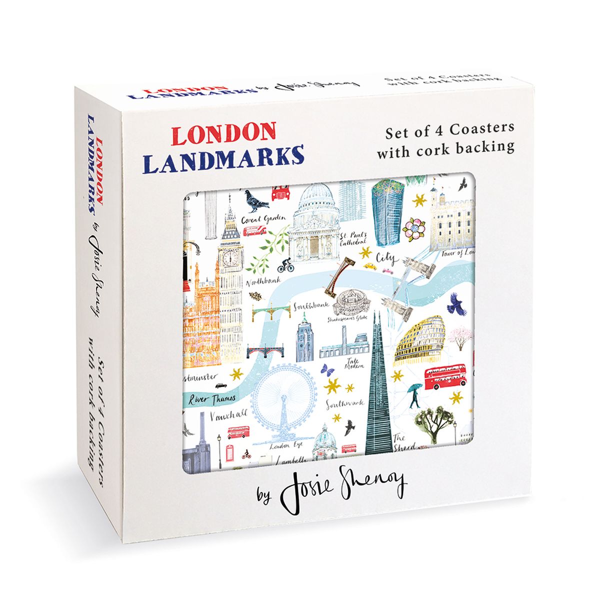 Josie Shenoy London Map Cork-Backed Coasters