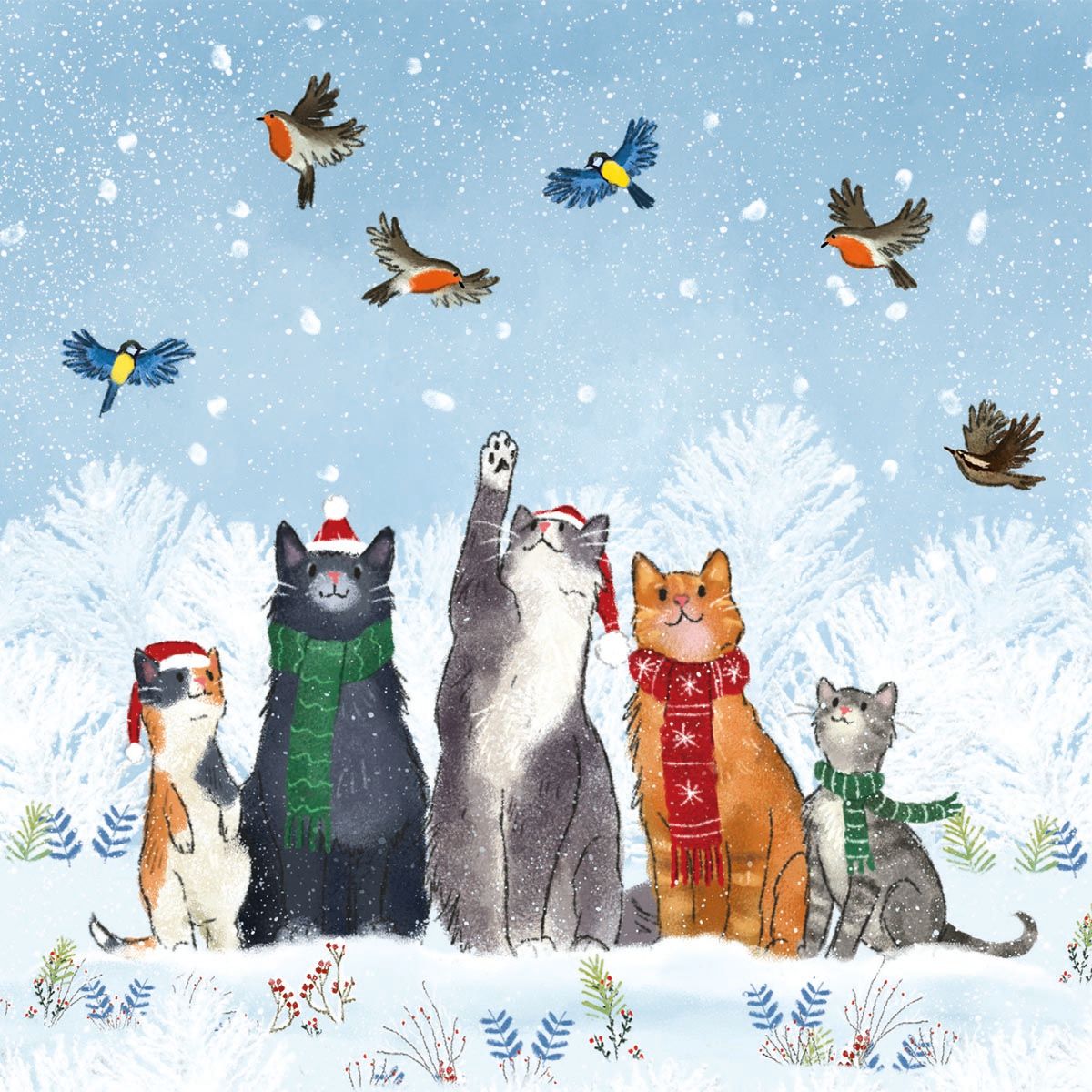 Laura Watkins Festive Cats Christmas Card Pack