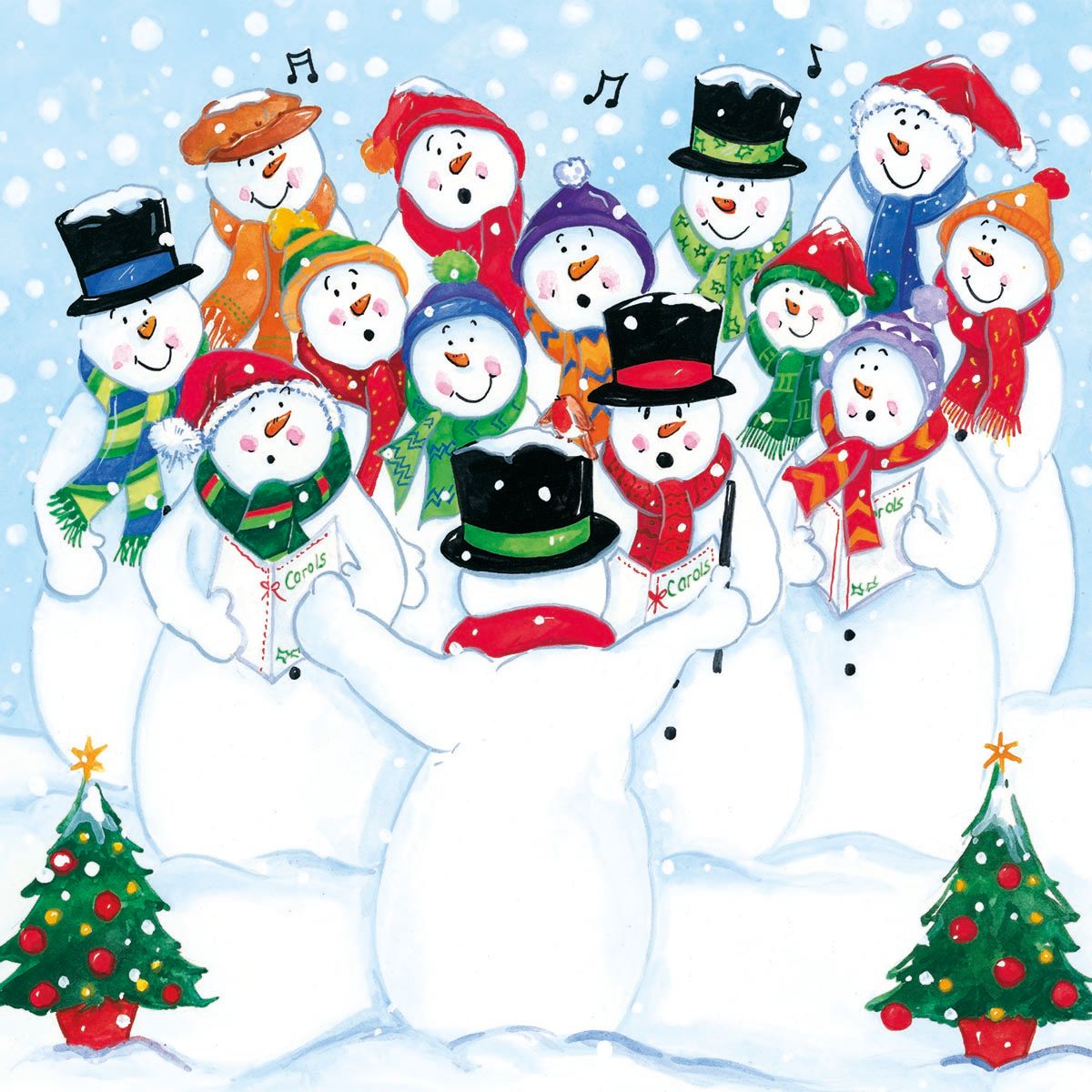 Lindsey Flack Snowmen Choir Christmas Card Pack