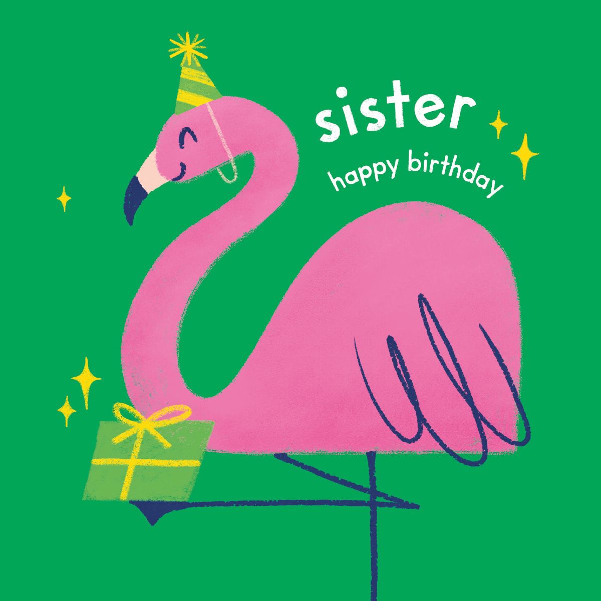 Miriam Bean (Eller Bea) Party Flamingo Sister Birthday Card
