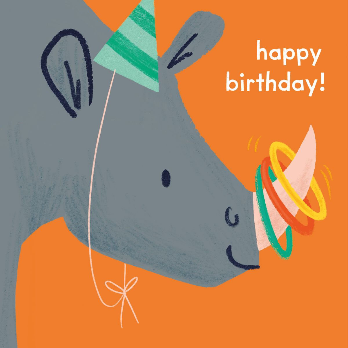Miriam Bean (Eller Bea) Party Rhino Birthday Card
