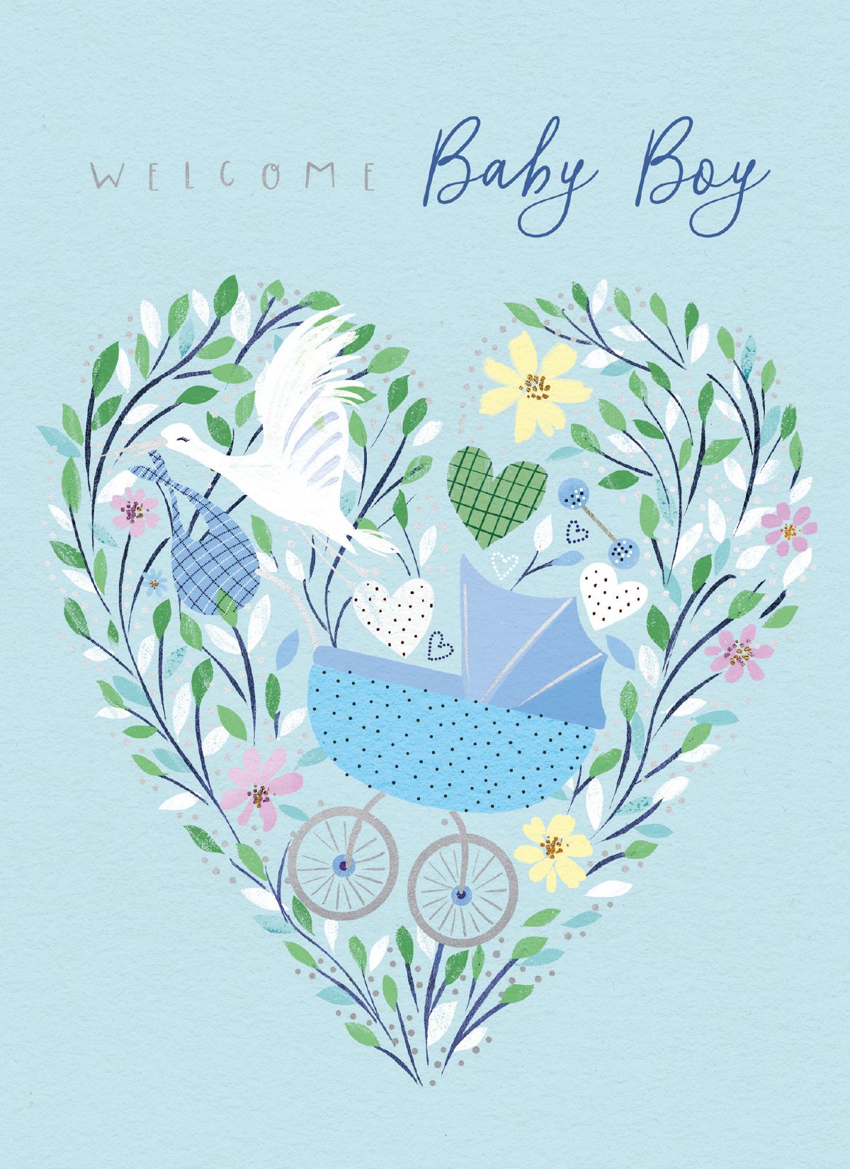 Sanja Rescek Baby Blue Pram New Baby Card