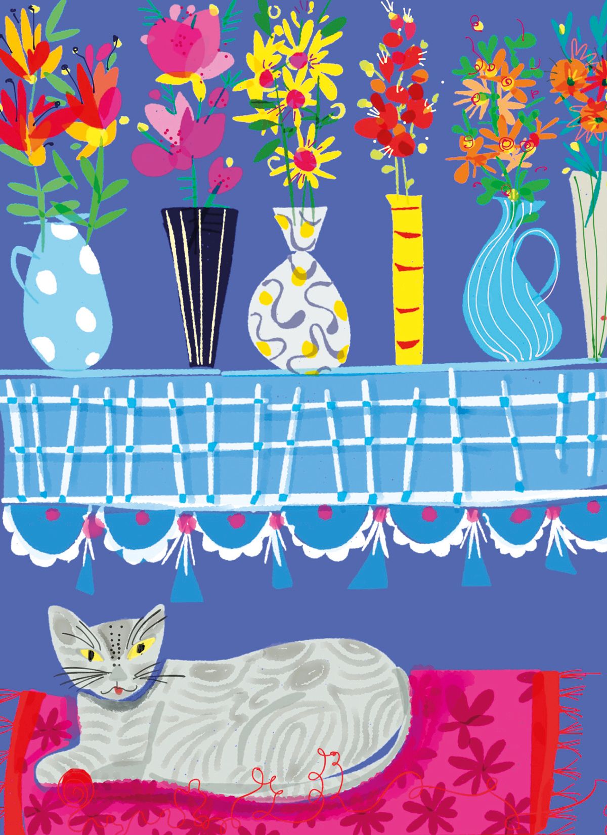 Sarah Campbell The Cat's on the Mat Art Card