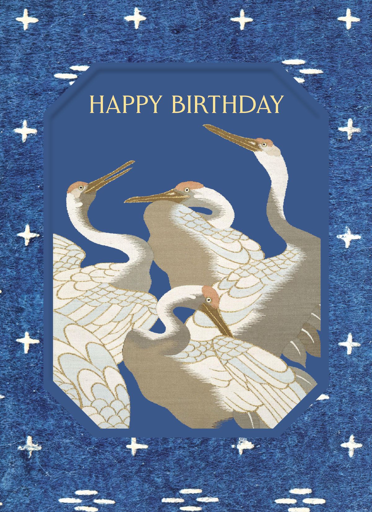 V&A Blue Cranes Embossed Art Card