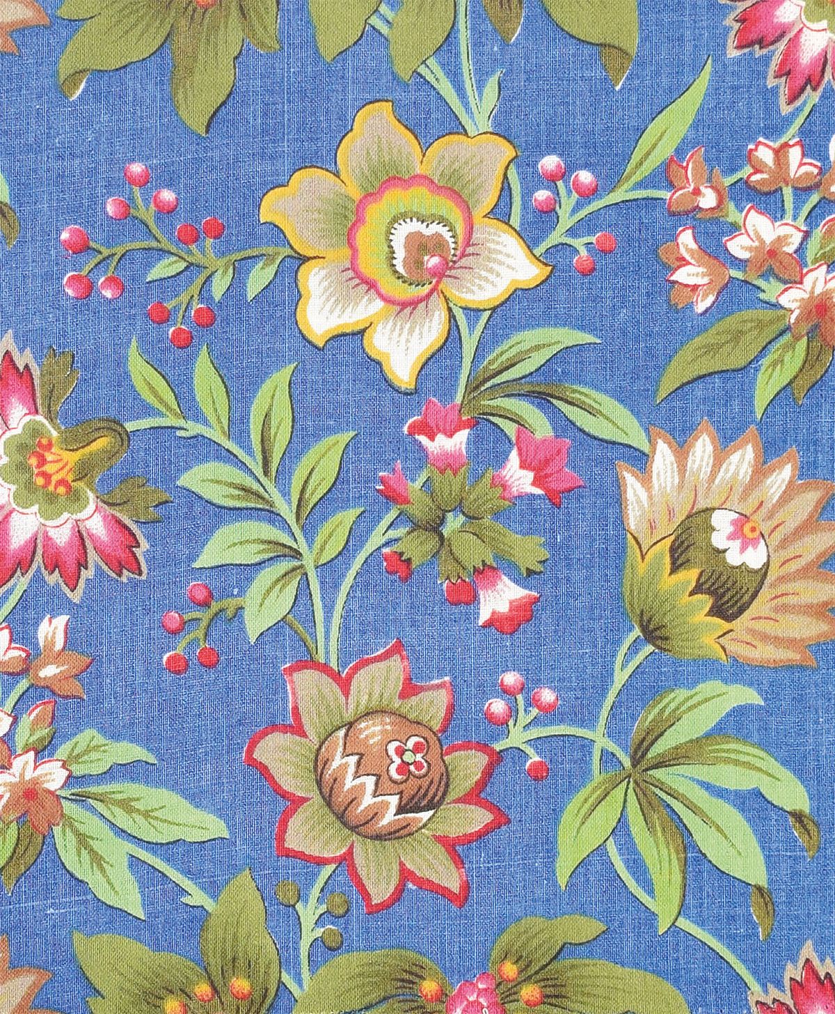 V&A Floral on Blue Cotton Art Card